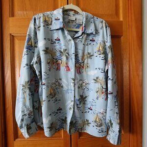 Top, White Stag Printed Blouse, XL